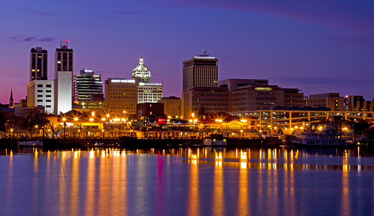 The Peoria skyline at night